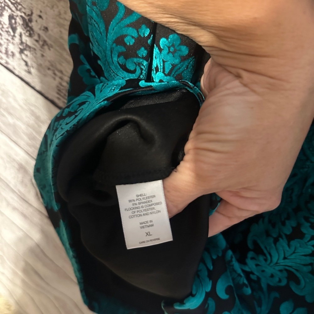 New York & Company Teal Black Damask Sleeveless Dress Size XL - Picture 5 of 6